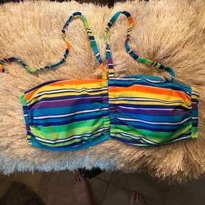 Bandeau-Halter Striped Bikini Top